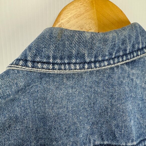VTG Denim Jacket Western Preppy Jeans Pocket sz L Unisex - Picture 10 of 13